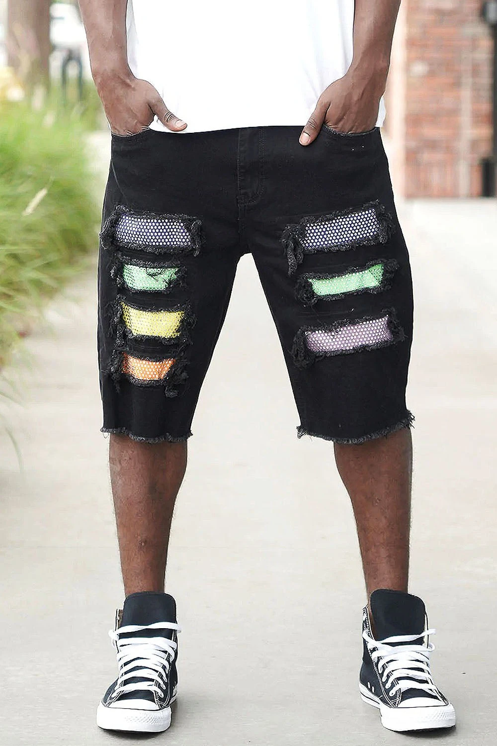 Multi Color Crystal Embellished Denim Shorts 9 Multi Color Crystal Embellished Denim Shorts - Image 7