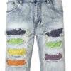 Multi Color Crystal Embellished Denim Shorts -Victorious DS2078 LTI 1