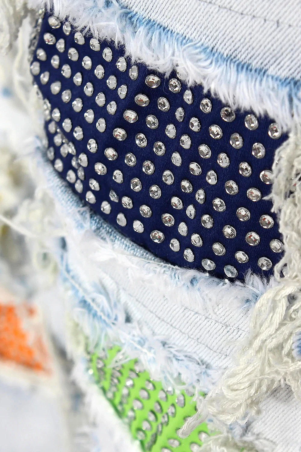 Multi Color Crystal Embellished Denim Shorts 4 Multi Color Crystal Embellished Denim Shorts - Image 2