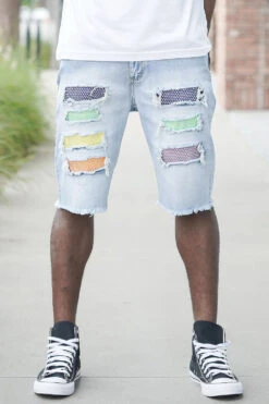 Multi Color Crystal Embellished Denim Shorts 12 Multi Color Crystal Embellished Denim Shorts -Victorious DS2078 LTI 4