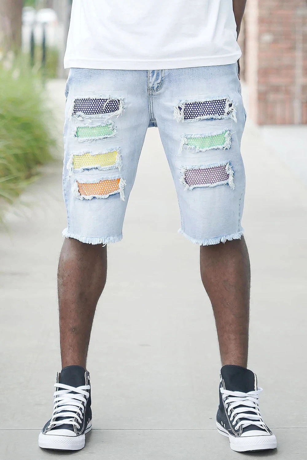 Multi Color Crystal Embellished Denim Shorts 5 Multi Color Crystal Embellished Denim Shorts - Image 3