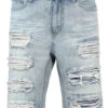 Distressed Repaired Denim Shorts