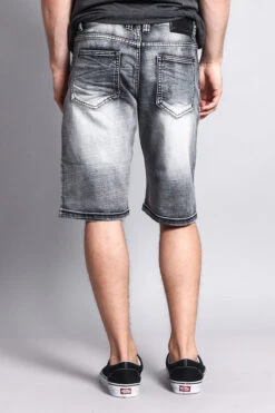 Patch Denim Shorts 14 Patch Denim Shorts -Victorious DS762 BLK 3