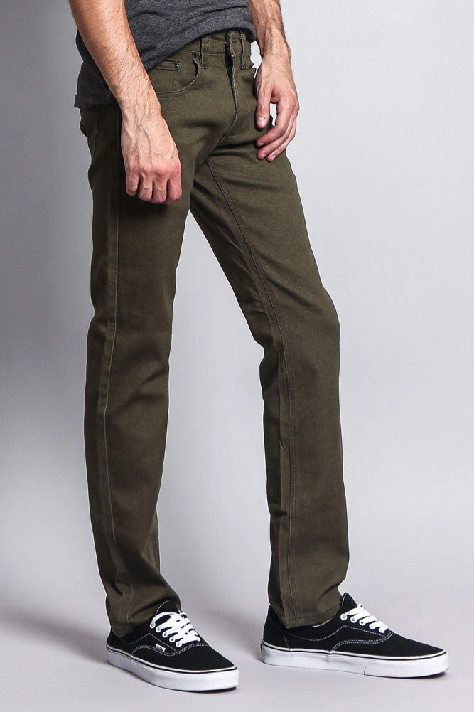 Men's Slim Fit Colored Jeans (Olive) 6 Men's Slim Fit Colored Jeans (Olive) - Image 4
