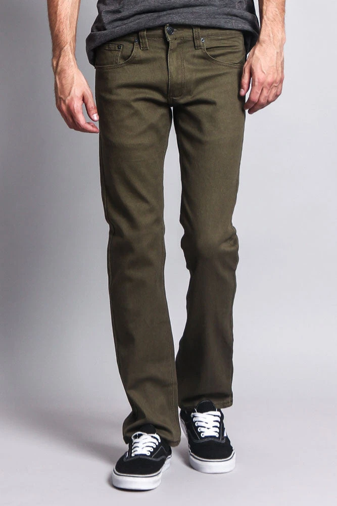 Men's Slim Fit Colored Jeans (Olive) 7 Men's Slim Fit Colored Jeans (Olive) - Image 5