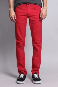 Men's Slim Fit Colored Jeans (Red)