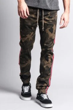 Men's Track Style Side Striped Joggers -Victorious JG3006 OCM 5