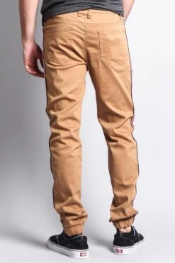 Men's Track Style Side Striped Joggers -Victorious JG3006 WHE 3