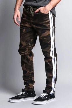 Men's Track Style Thick Striped Joggers -Victorious JG3008 CAM 2