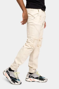 Distressed Ribbed Cuff Jeans -Victorious JG3032 SND 4