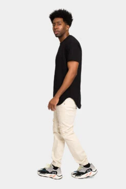 Distressed Ribbed Cuff Jeans -Victorious JG3032 SND 6