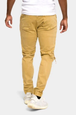 Distressed Ribbed Cuff Jeans -Victorious JG3032 WHE 3