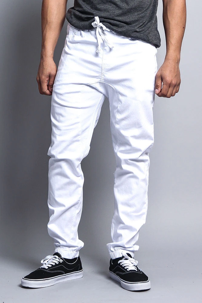 Men's Jogger Twill Pants (White) 3 Men's Jogger Twill Pants (White)