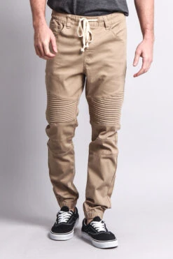Biker Twill Jogger Pants -Victorious JG871 KHK 5