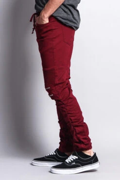 Scrunch Stacked Biker Twill Jogger Pants -Victorious JG882 BRG 2