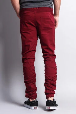 Scrunch Stacked Biker Twill Jogger Pants -Victorious JG882 BRG 3