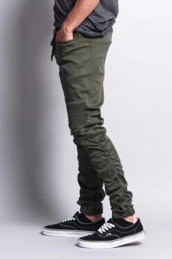 Scrunch Stacked Biker Twill Jogger Pants -Victorious JG882 OLV 2
