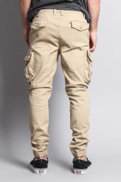 Big Cargo Jogger Pants With Distressed Knee -Victorious JG896 KHK 3