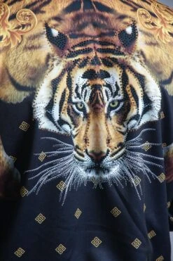 Jeweled Tiger King Zip Up Track Jacket -Victorious JK5000 BLK 6