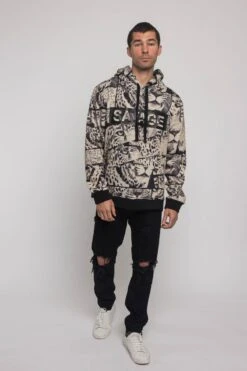 Savage Leopard Fleece Pullover -Victorious JK5024 TAN 5