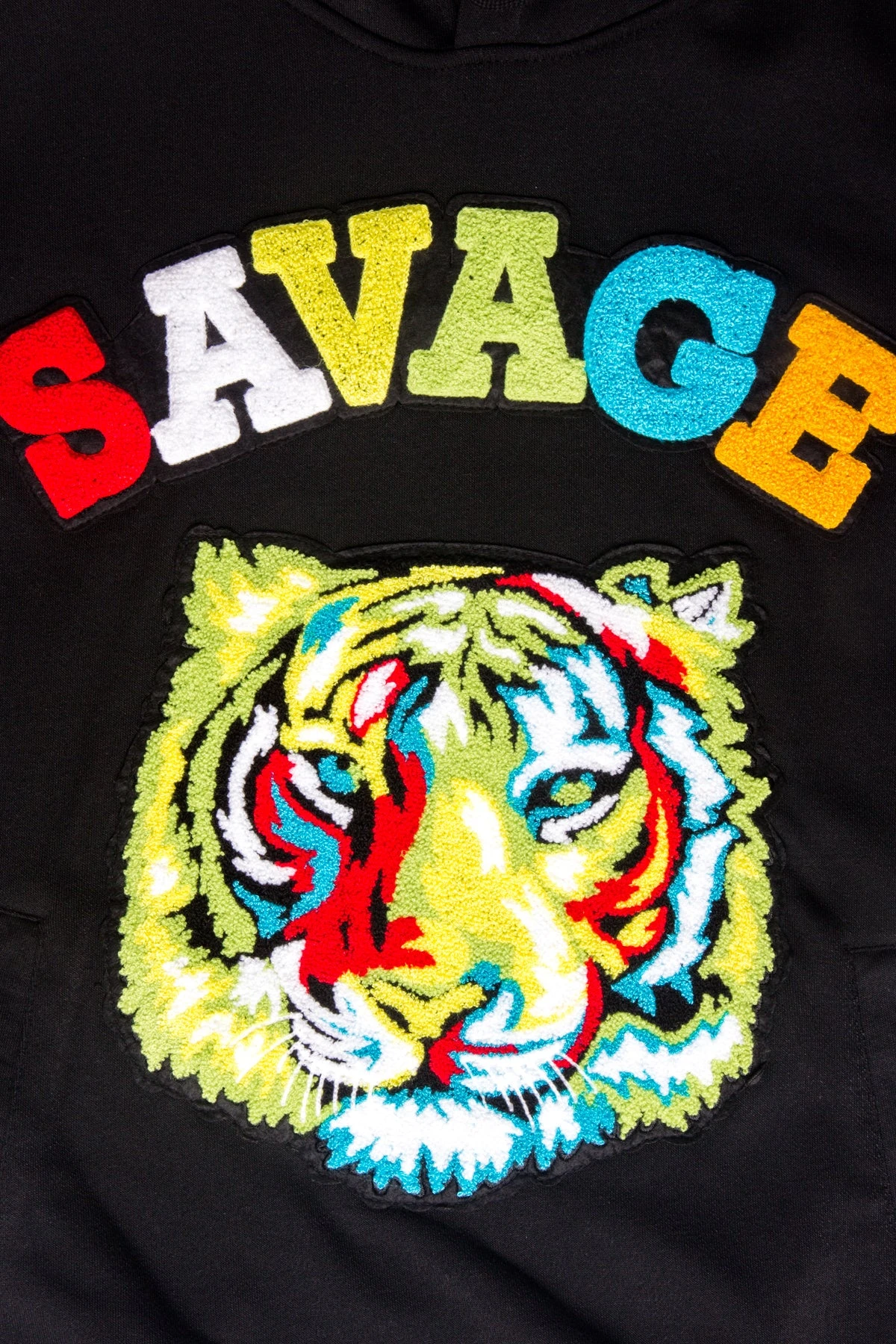 Colorful Chenille Patched Savage Tiger Hoodie 9 Colorful Chenille Patched Savage Tiger Hoodie - Image 7