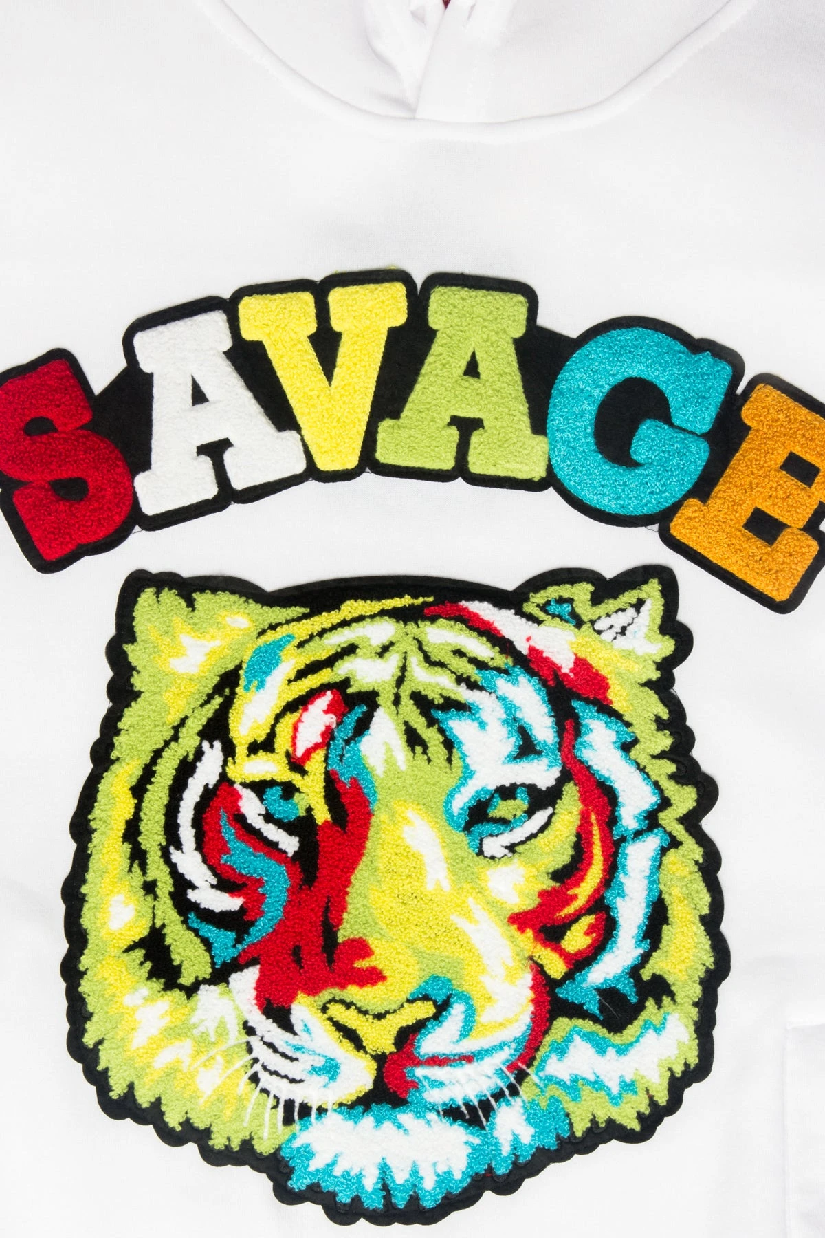 Colorful Chenille Patched Savage Tiger Hoodie 14 Colorful Chenille Patched Savage Tiger Hoodie - Image 12