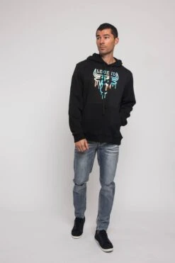 Iridescent Bull Hoodie -Victorious JK5032 BLK 5