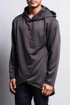 Long Length Fishtail Pullover Hoodie -Victorious JK700 DGY 1