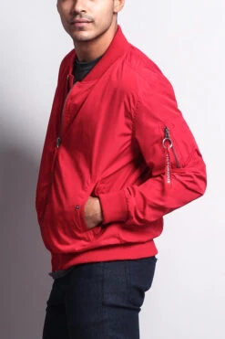 Men's Lightweight Bomber Flight Jacket -Victorious JK704 RED 2