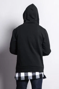 Plaid Flannel Accent Long Length Zip Hoodie -Victorious JK723 BWT 7