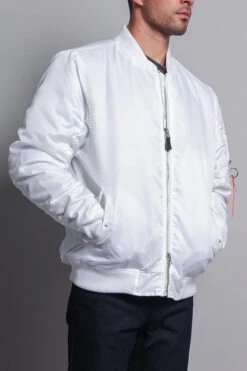Solid Color MA-1 Bomber Jacket -Victorious JK735 WHT 4