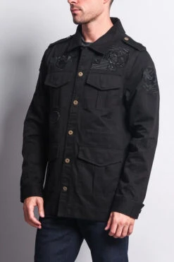 Patched Army Jacket -Victorious JK758 BLK 2