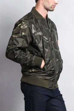 Lightweight Tonal Camo Bomber Flight Jacket -Victorious JK774 OLV 4