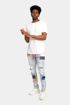 Bandana Patch Skinny Jeans -Victorious P20341 ICE 4