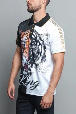 King Contrast Tiger Polo -Victorious PQ7305 BLK 2