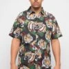 Floral Tiger Button Up -Victorious SS107 BLK 1
