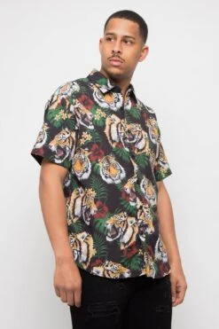 Floral Tiger Button Up 18 Floral Tiger Button Up -Victorious SS107 BLK 4