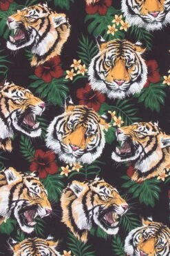 Floral Tiger Button Up 20 Floral Tiger Button Up -Victorious SS107 BLK 6