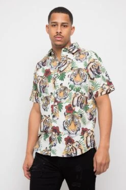 Floral Tiger Button Up 21 Floral Tiger Button Up -Victorious SS107 OFF 2