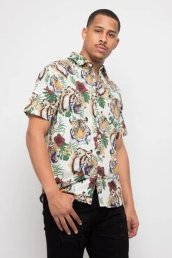 Floral Tiger Button Up 23 Floral Tiger Button Up -Victorious SS107 OFF 4