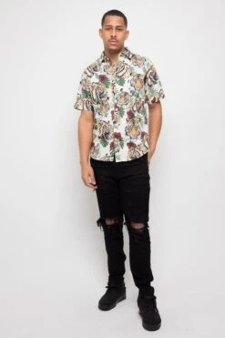 Floral Tiger Button Up 24 Floral Tiger Button Up -Victorious SS107 OFF 5