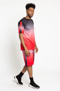 Gradient Ombre T-Shirt And Shorts Set 30 Gradient Ombre T-Shirt And Shorts Set -Victorious ST402 RED 4