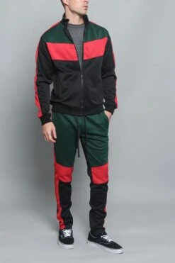 Tri Color Blocked Track Suit 35 Tri Color Blocked Track Suit -Victorious ST553 GRN 4