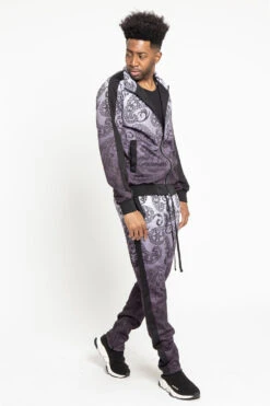 Paisley Gradient Ombre Track Suit Set -Victorious ST803 BLK 4