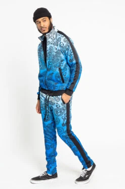 Paisley Gradient Ombre Track Suit Set -Victorious ST803 BLU 2