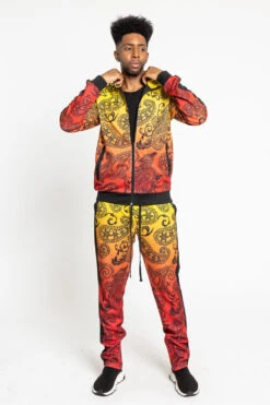 Paisley Gradient Ombre Track Suit Set -Victorious ST803 RED 1