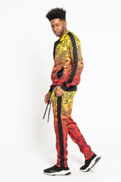 Paisley Gradient Ombre Track Suit Set -Victorious ST803 RED 2