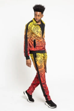 Paisley Gradient Ombre Track Suit Set -Victorious ST803 RED 4