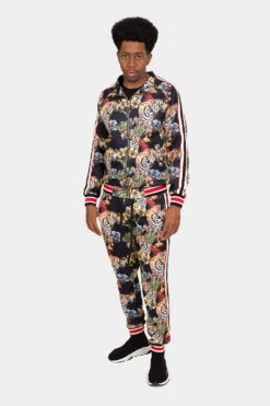 G Striped Floral Tiger Track Suit Set -Victorious ST808 BLK 5