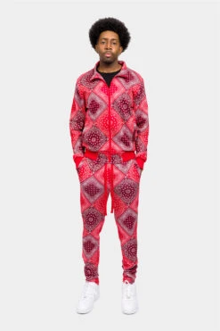 All Over Bandana Pattern Track Suit -Victorious ST867 RED 5